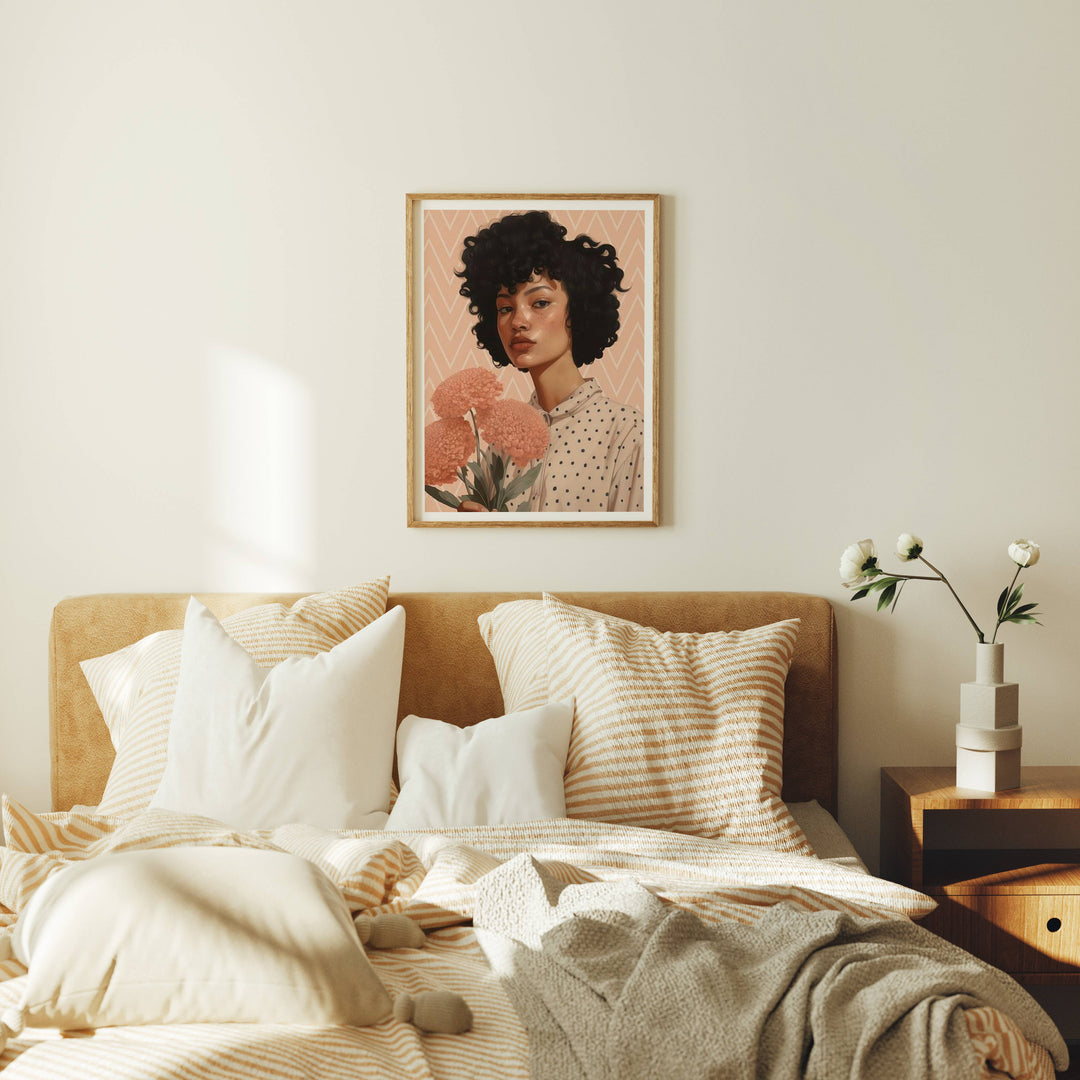 3x4 Wood Frame Mockup in Bedroom,Wall Art Mockup,Interior Art Mockup