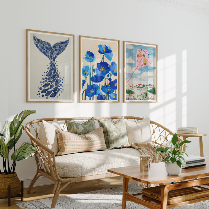 Set of 3 Wood Frame Mockup in Living Room,5x7 Frame Mock-Up,Wall Art Mockup
