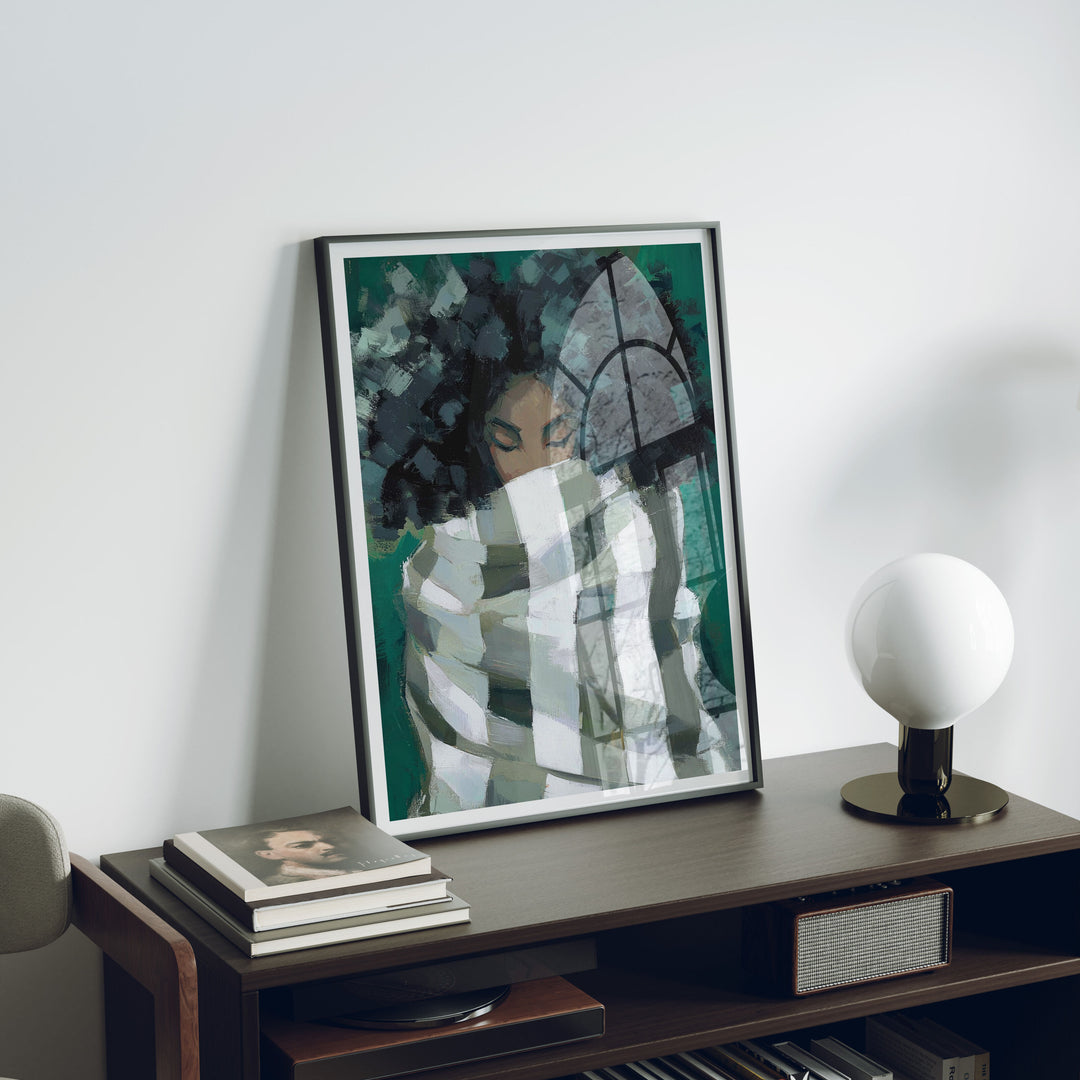 Black Frame Mockup in home Interior,3x4 Verical Frame Mock-Up with Reflection