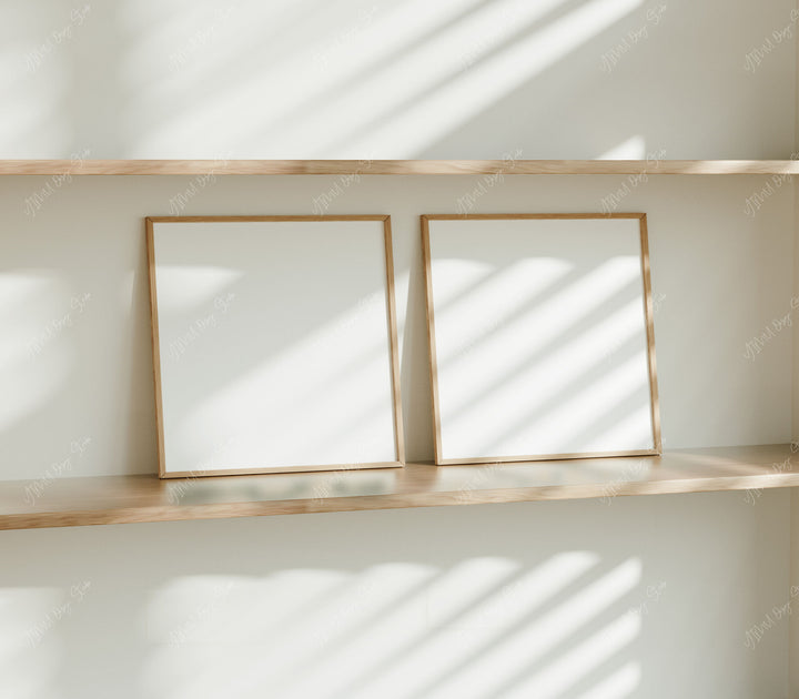 Set of 2 Square Wood Frame Mockup,Art Print Mockup,Wall Art Mockup