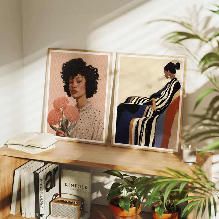 Set of 2 Wood Frame Mockup,3x4 Ratio Frame Mock-Up,Art Print Display