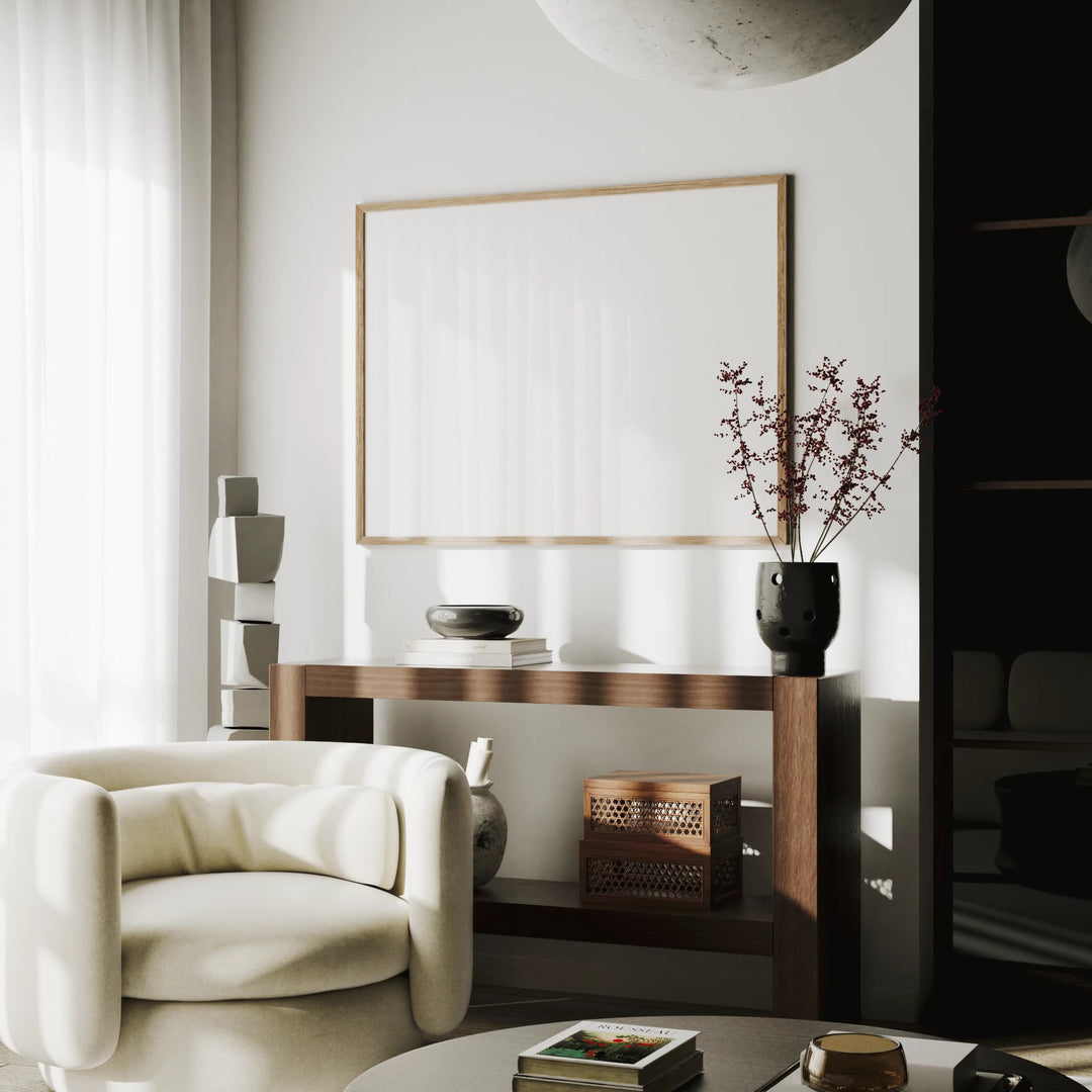 Animated Video Wood Frame Mockup | Horizontal 4x3 Ratio | 3 Scenes Interior Mockup Video