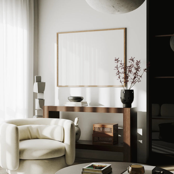 Animated Video Wood Frame Mockup | Horizontal 4x3 Ratio | 3 Scenes Interior Mockup Video