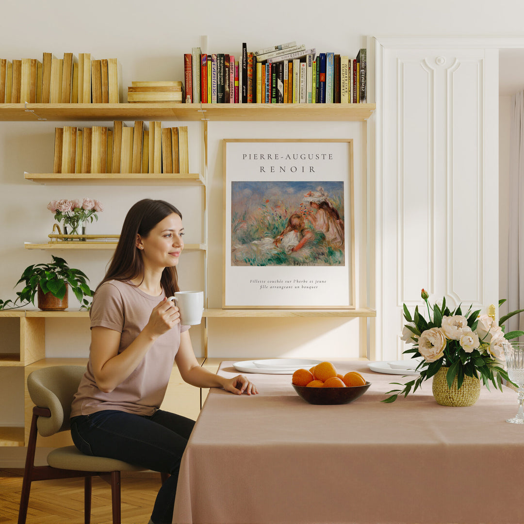 3x4 Wood Frame Mockup in Living Room with Person,Photoshop Mockup,Wall Art Mockup