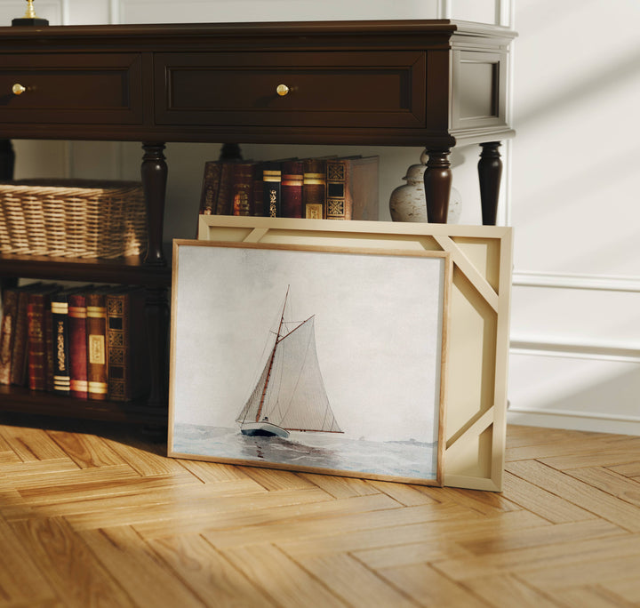 Horizontal Wood Frame Mockup in Living Room,4x3 Ratio Frame Mock-Up,Art Print Display