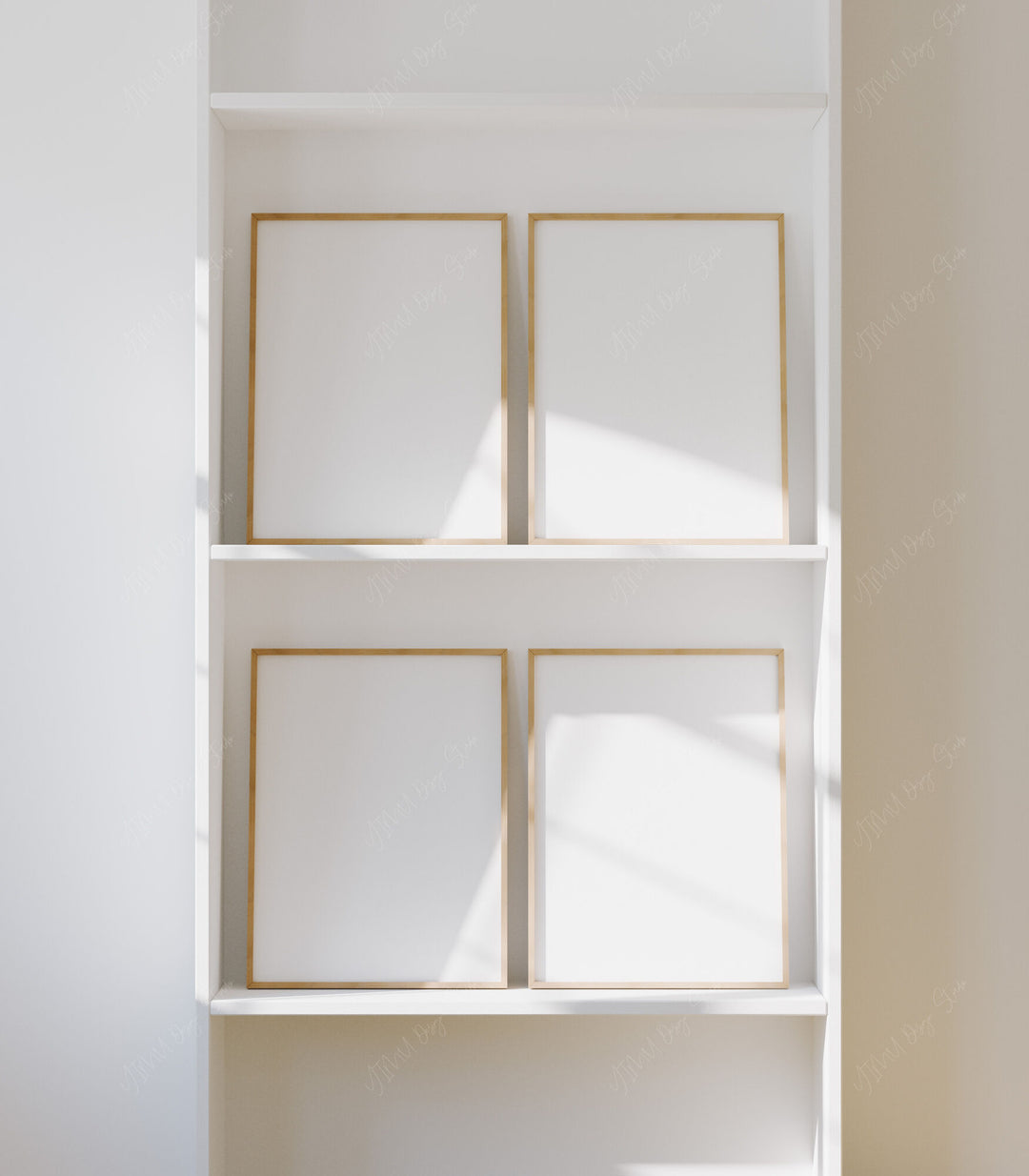 Set of 4 Gallery Art Frame Mockup,3x4 Wood Frame Mock-up,Picture Frame Mockup