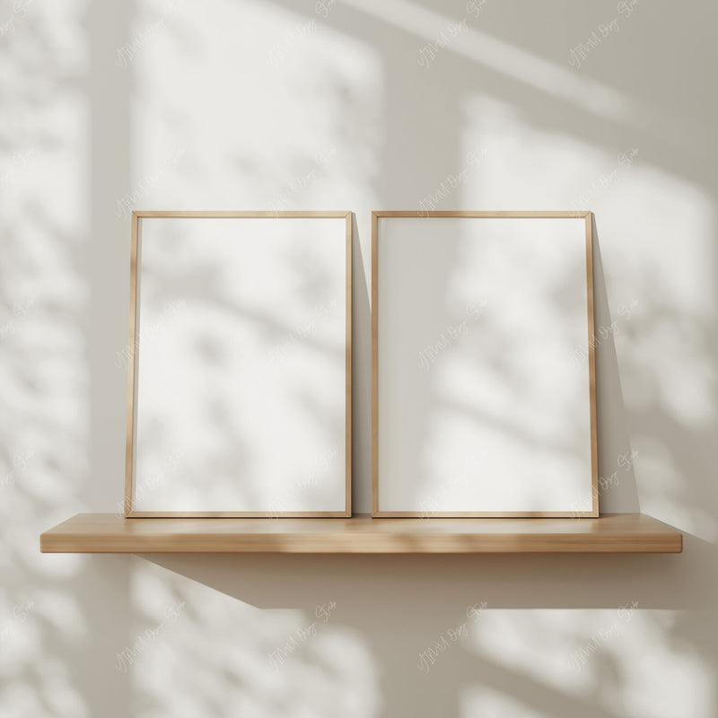 2 Minimalist Wood Frame Mockups,DIN A Ratio Print Poster Mockup