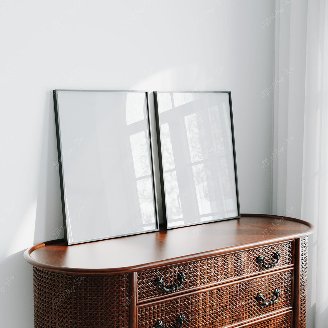Set of 2 Black Frame Mockup,3x4 Ratio Black Frame Mock-Up,Art Print Display,Wall Art Mockup