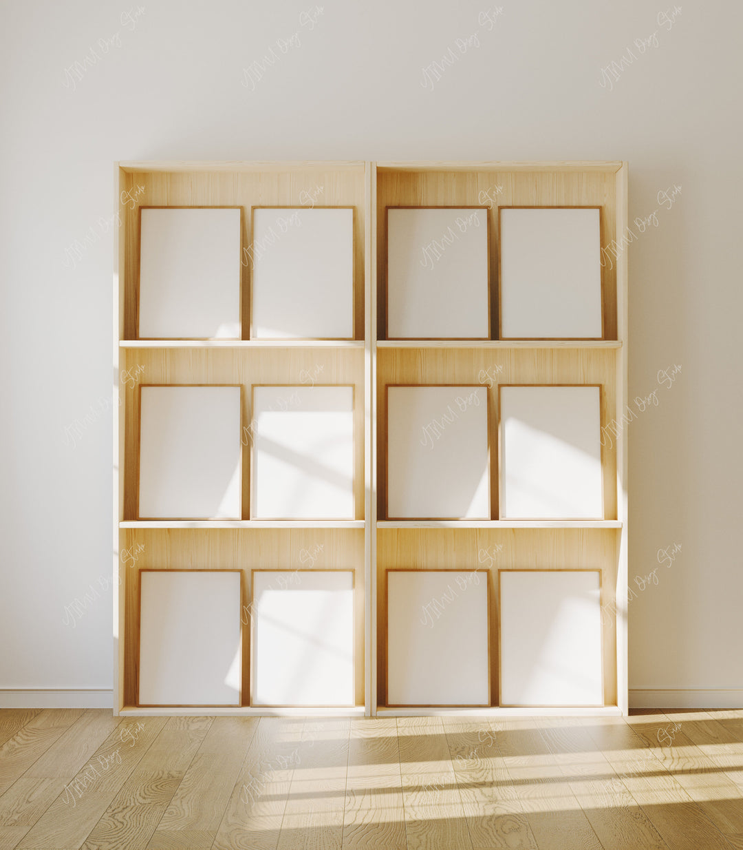 Set of 12 Gallery Art Frame Mockup,3x4 Wood Frame Mock-up,Digital Templates