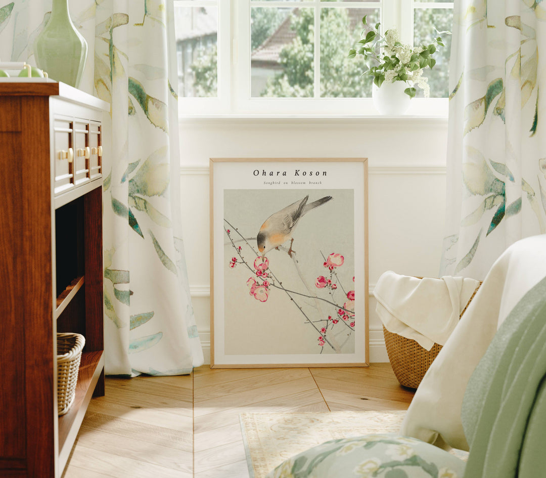 Wood Frame Mockup in Bedroom,3x4 Ratio Frame Mock-Up,Art Print Display