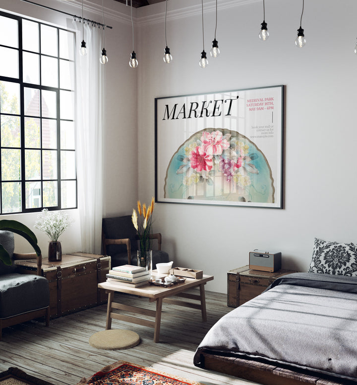 Horizontal Black Frame Mockup with Reflection,4x3 Wall Art Mockup