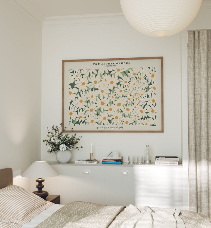 Wood Frame Mockup in Bedroom,7x5 Horizontal Frame Mock-Up with Reflection