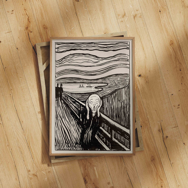 Wood Frame Mockup on Wooden Floor,DIN A Ratio Frame Mock-Up,Picture Frame Mockup