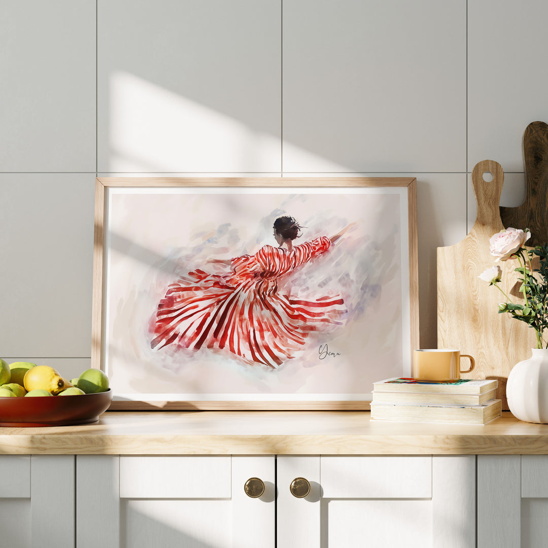 Horizontal Wood Frame Mockup in kitchen,DIN A Picture Frame Mockup,Wall Art Mockup,Poster Mockup