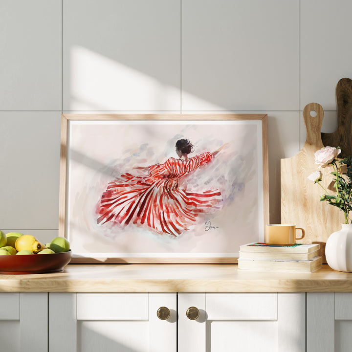 Horizontal Wood Frame Mockup in kitchen,DIN A Picture Frame Mockup,Wall Art Mockup,Poster Mockup