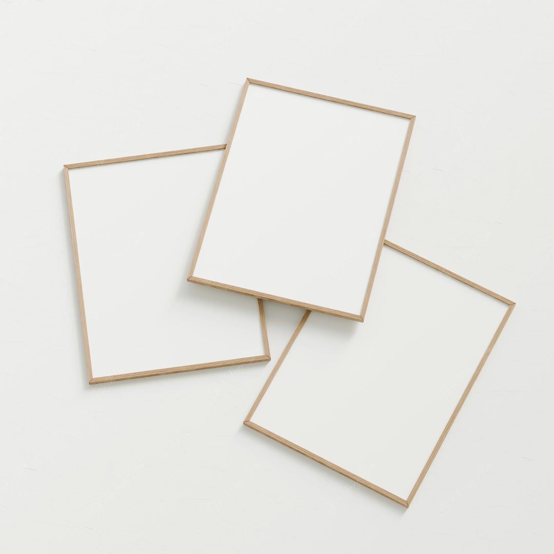 3 Frames Mockup,3x4 Ratio Wood Frame Mock-Up with Blank Background,Art Print Mockup