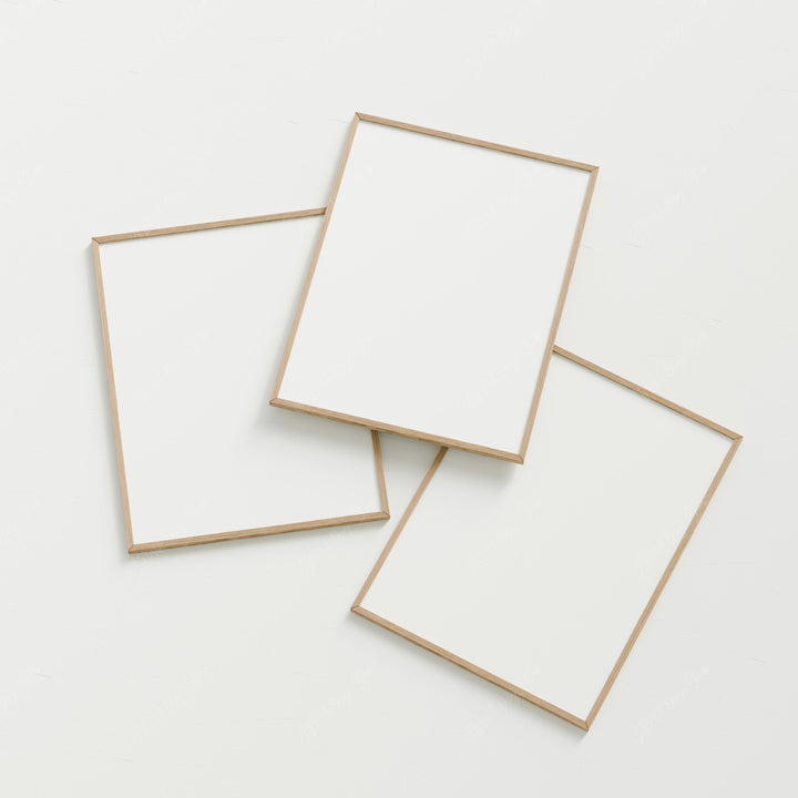 3 Frames Mockup,3x4 Ratio Wood Frame Mock-Up with Blank Background,Art Print Mockup