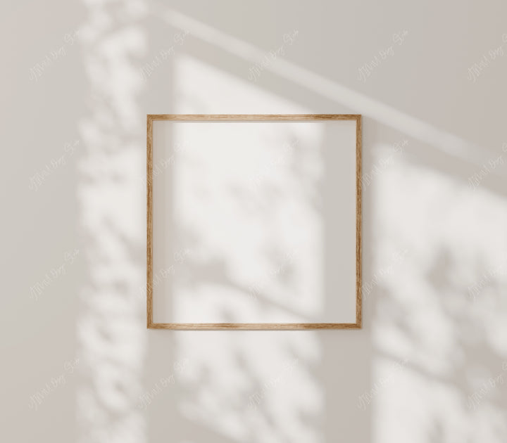 Square Wood Frame Mockup,Minimalist Wall Art Mockup,Print Poster Mockup