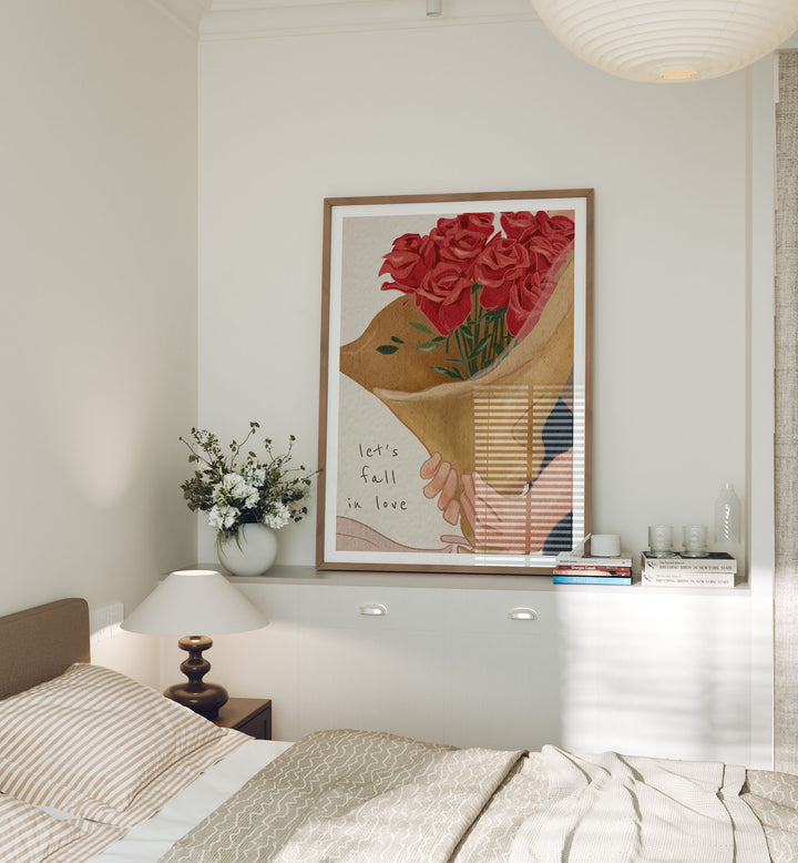 Wood Frame Mockup in Bedroom,5x7 Vertical Frame Mock-Up