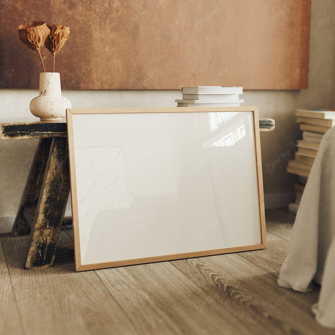 Horizontal Wood Frame Mockup,DIN A Wall Art Mockups,Digital Templates