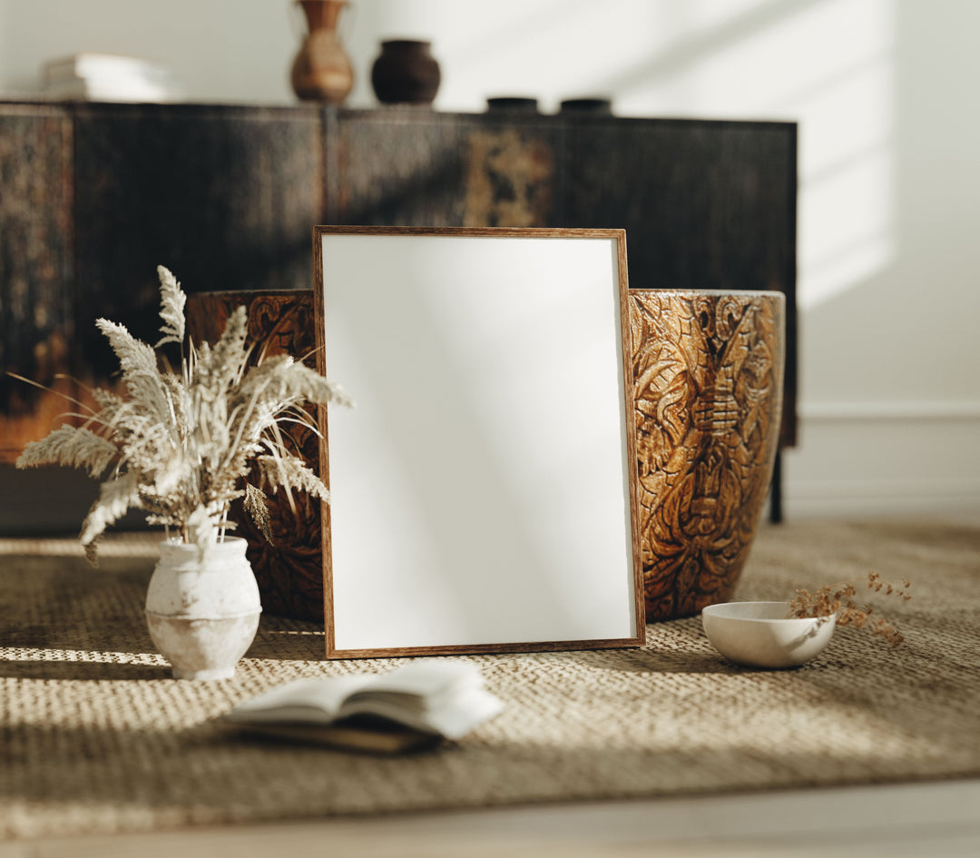 Boho Wood Frame Mockup,5x7 Ratio Frame,Poster Mockup