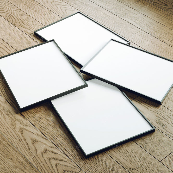 Set of 4 Black Frame Mockup,3x4 Frame Mock-up,Psd Smart Object