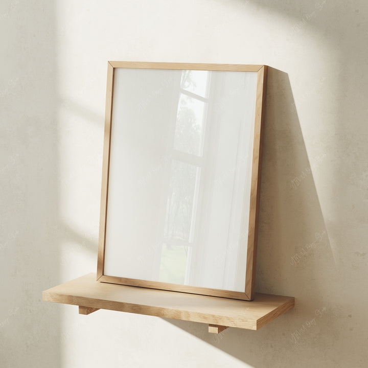 Wood Frame Mockup with Reflection,3x4 Ratio Frame Mock-Up,Picture Frame Mockup