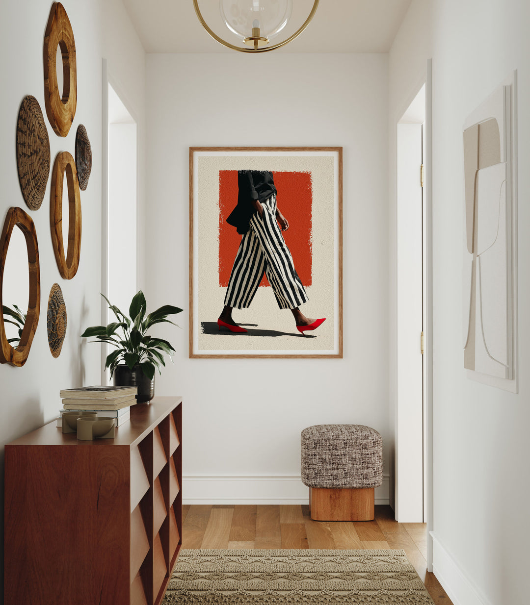 Wood Frame Mockup in halway,3x4 Vertical Frame Mock-Up,Wall Art Mockup,Digital Template
