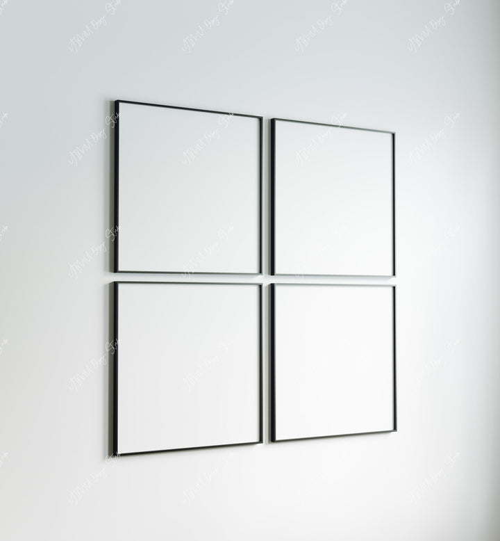 Set of 4 Black Square Frame Mockup,Wall Art Mockup