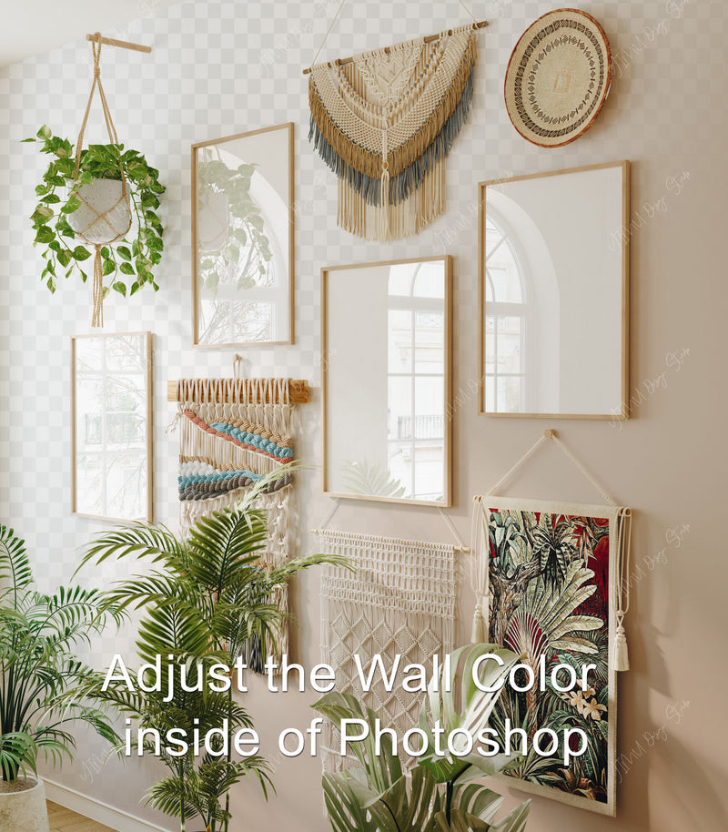 Set of 4 Gallery Wall Frame Mockup,3x4 Wood Frame Mock-Up,Wall Art Mockup,Artwork Wall Mockup