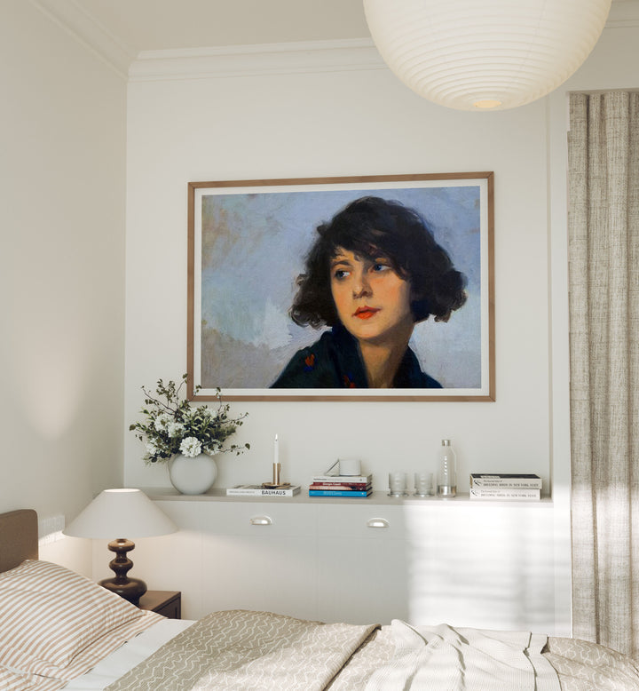 Wood Frame Mockup in Bedroom,7x5 Horizontal Frame Mock-Up with Reflection