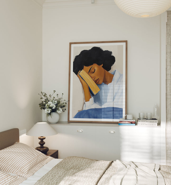 Wood Frame Mockup in Bedroom,5x7 Vertical Frame Mock-Up