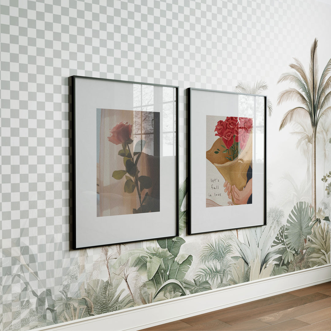 2 Black Frames Mockup with Reflection,5x7 Wall Art Mockups