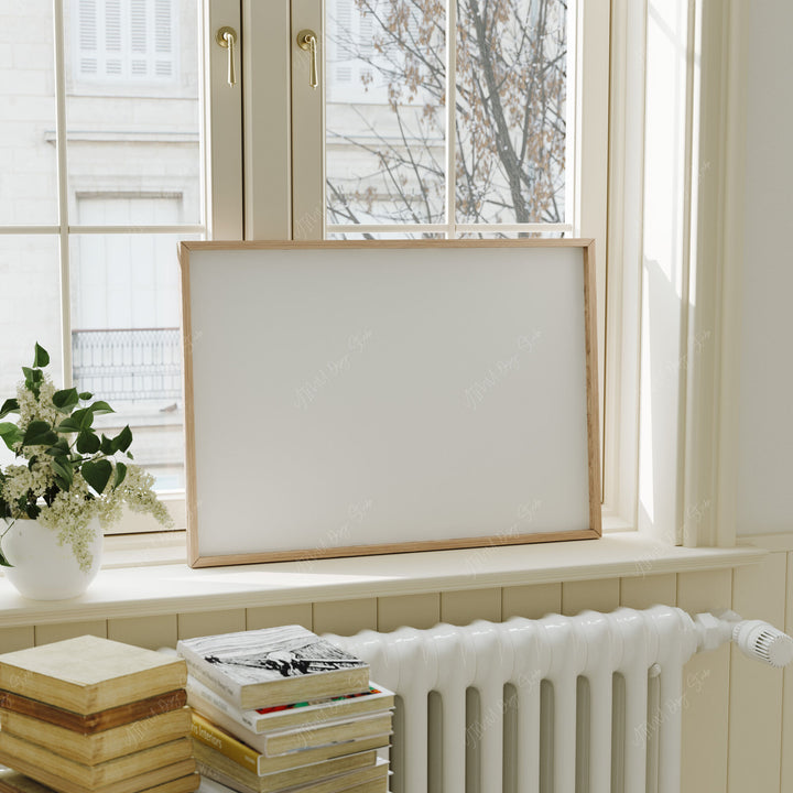 4x3 Horizontal Wood Frame Mockup in Home Interior,Art Print Mockup,Digital Template