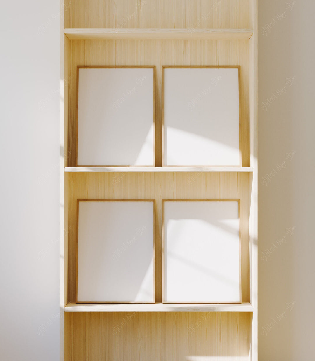 Set of 4 Gallery Art Frame Mockup,3x4 Wood Frame Mock-up,Picture Frame Mockup