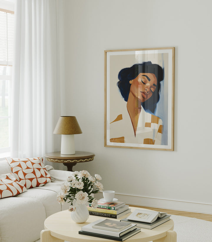 3x4 Wood Frame Mockup in Home Interior with Reflection