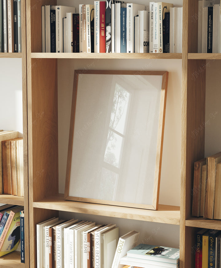 Wood Frame Mockup in home Interior,3x4 Ratio Frame Mock-Up with Reflection,Picture Frame Mockup,Poster Mockup,Digital Template