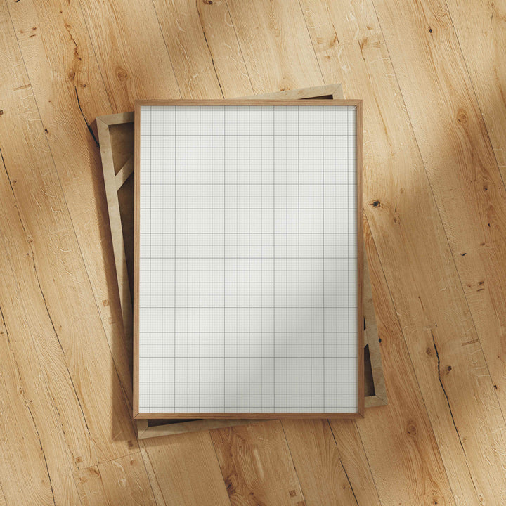 Wood Frame Mockup on Wooden Floor,DIN A Ratio Frame Mock-Up,Picture Frame Mockup