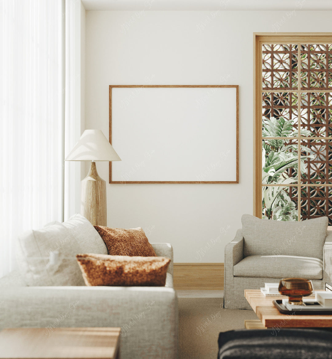 4x3 Horizontal Wood Frame Mockup,Wall Art Mockup,Poster Mockup