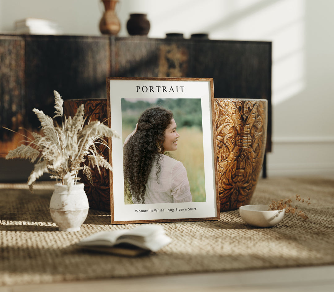 Boho Wood Frame Mockup,5x7 Ratio Frame,Poster Mockup