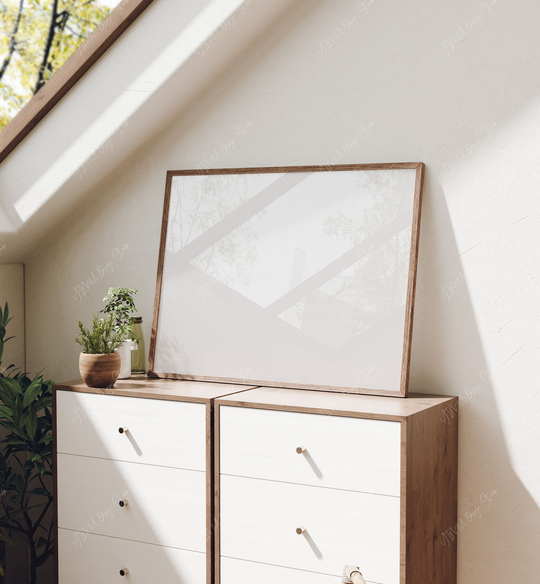 4x3 Horizontal Frame Mock-Up with Reflection,Picture Frame Mockup,Digital Template,Psd Smart Object