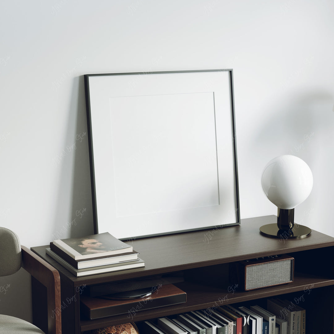 Square Black Frame Mockup in home Interior,Picture Frame Mockup