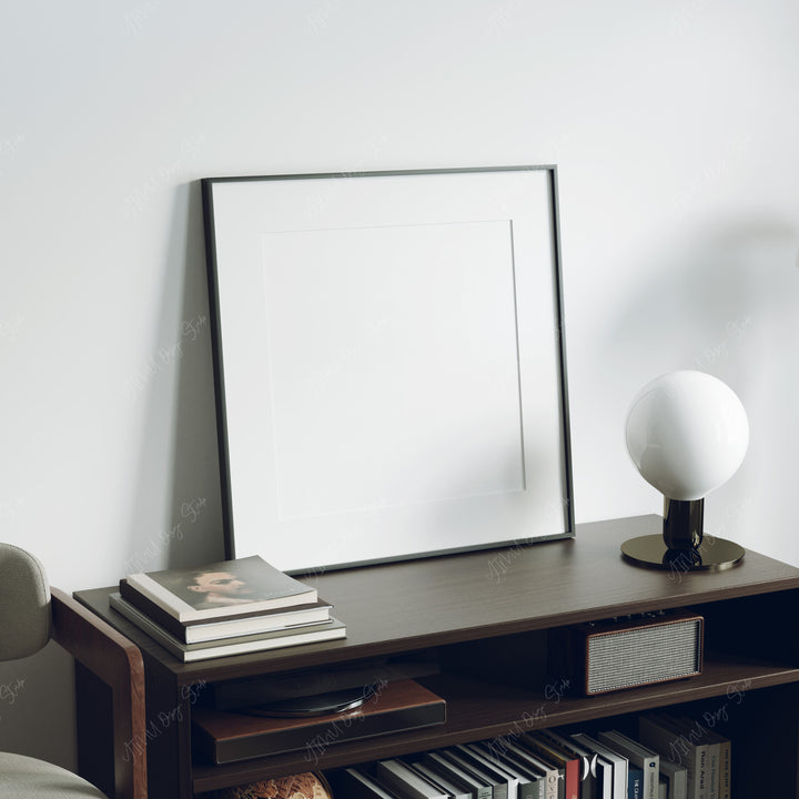 Square Black Frame Mockup in home Interior,Picture Frame Mockup