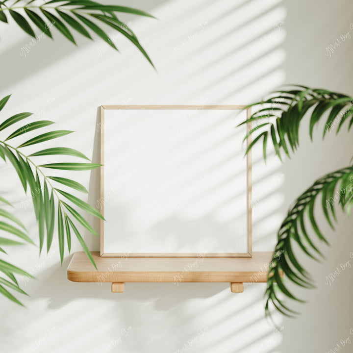 Square Wood Frame Mockup,Minimalist Art Print Mockup