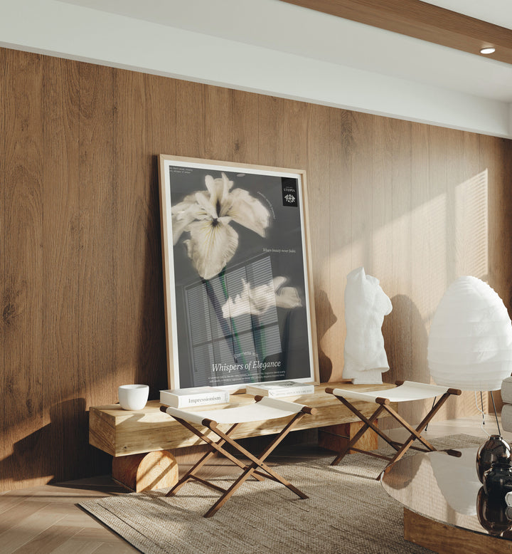 Wood Frame Mockup in Living Room,5x7 Vertical Frame Mock-Up with Reflection