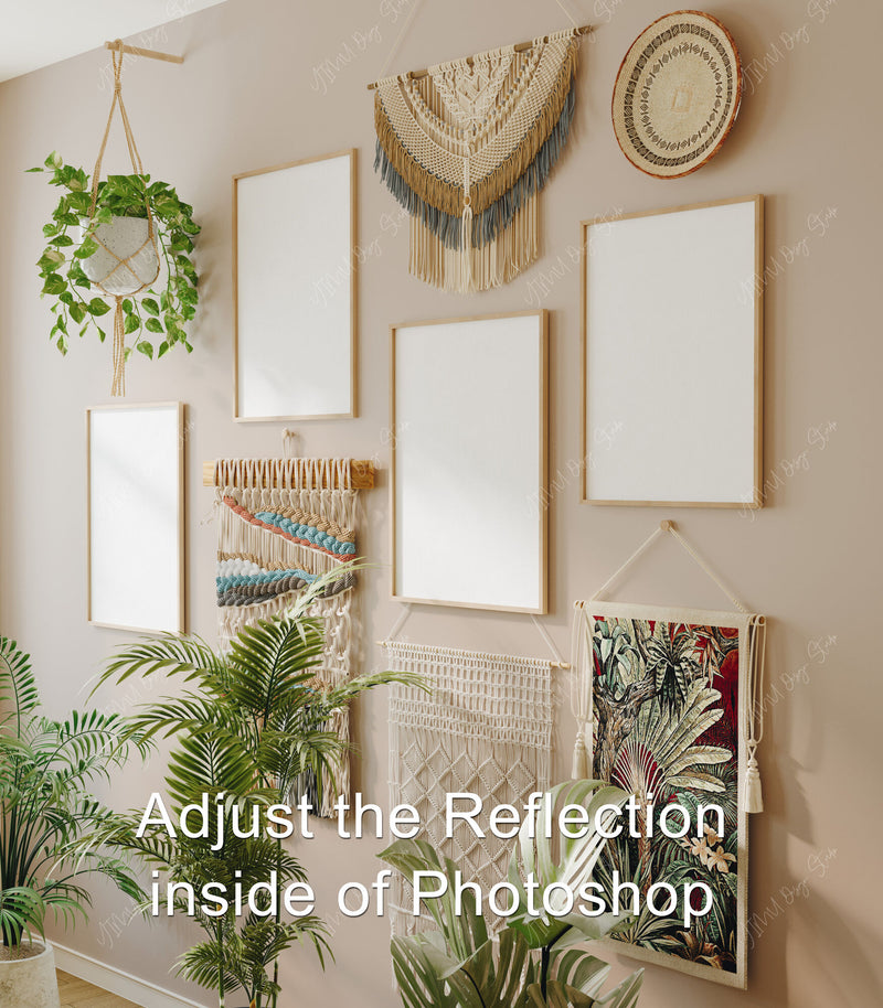 Set of 4 Gallery Wall Frame Mockup,3x4 Wood Frame Mock-Up,Wall Art Mockup,Artwork Wall Mockup