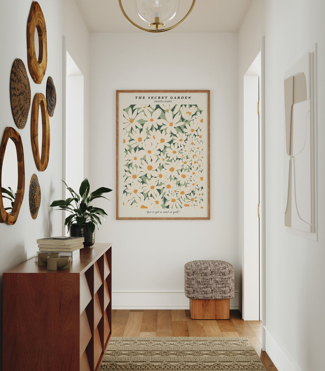 Wood Frame Mockup in halway,3x4 Vertical Frame Mock-Up,Wall Art Mockup,Digital Template