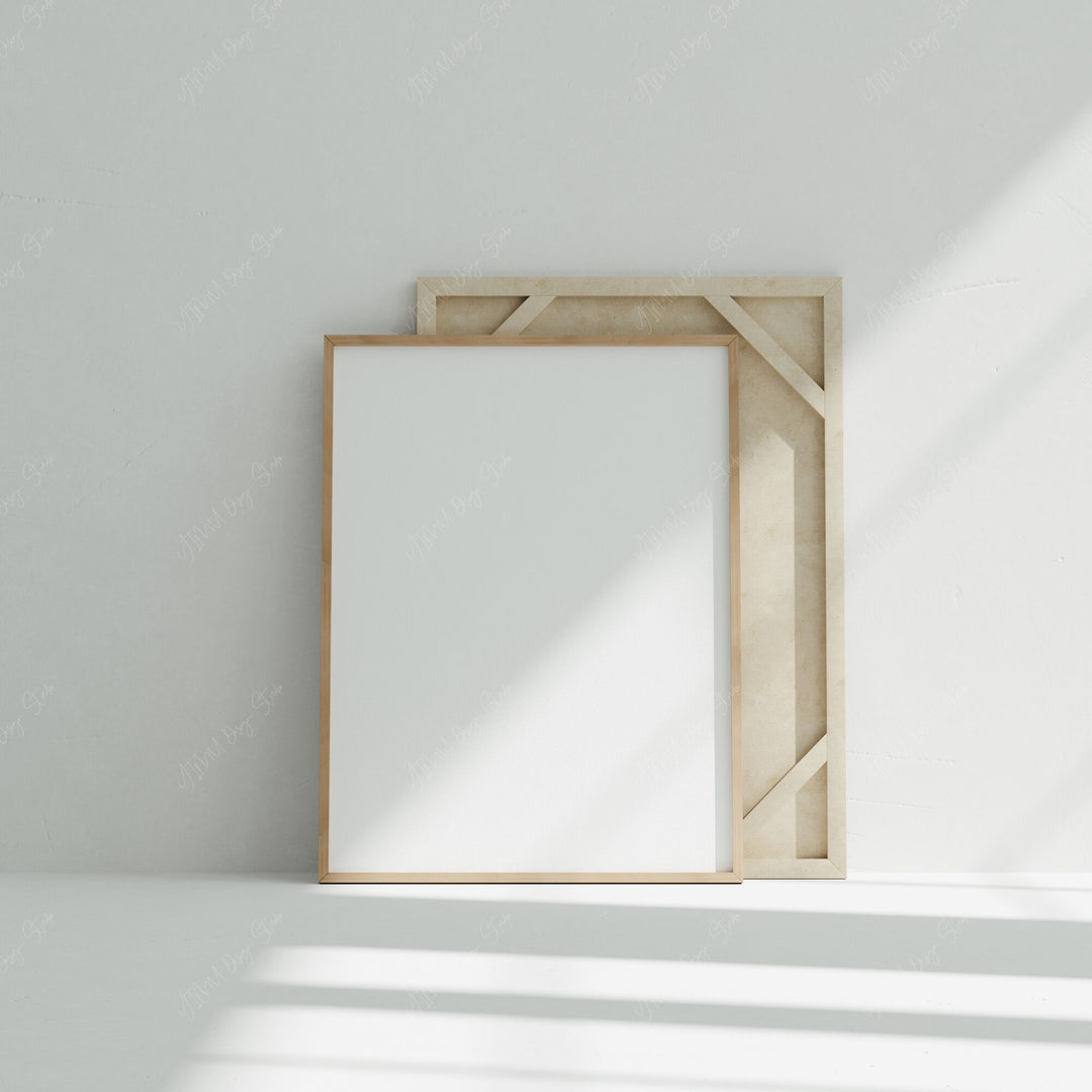 Minimalist 3x4 Wood Frame Mockups with Blank Background,Picture Frame Mock-up