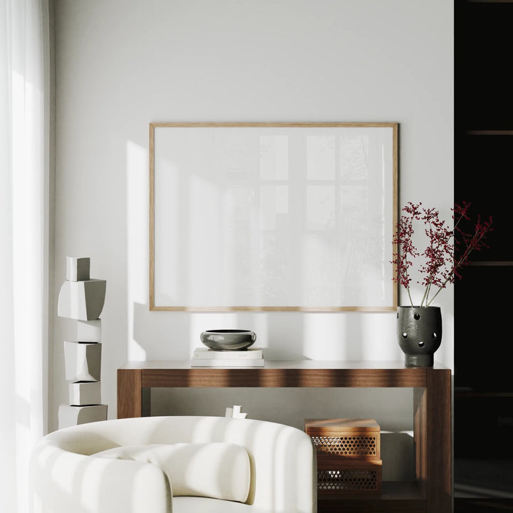 Animated Video Wood Frame Mockup | Horizontal 4x3 Ratio | 3 Scenes Interior Mockup Video