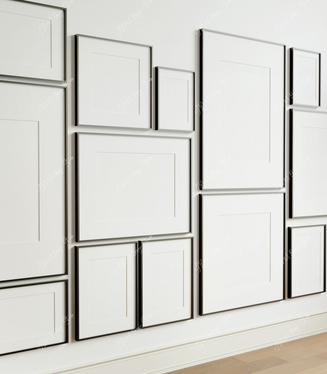 Gallery Wall Frames Mockup with Reflection,5x7 Wall Art Mockups